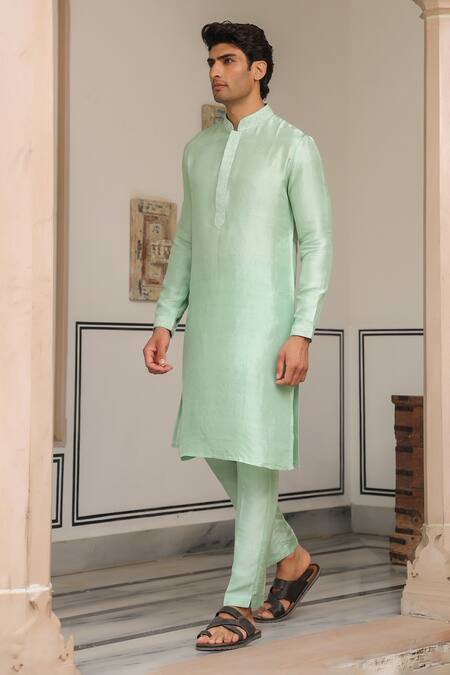 Buy_Label Niti Bothra_Mint , , Embroidery Criss Cross Kurta Set _Online_at_Aza_Fashions