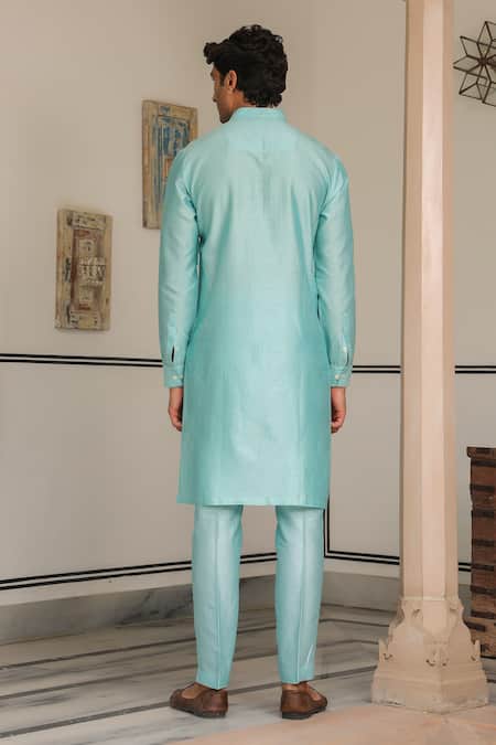 Label Niti Bothra Light Blue Floral Embroidered Kurta Set 