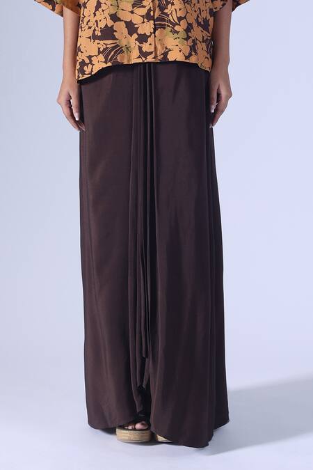 Klad_Floral Print Brown Skirt Set_Online_at_Aza_Fashions