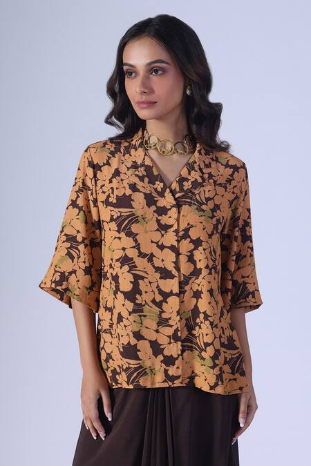 Buy_Klad_Floral Print Brown Skirt Set