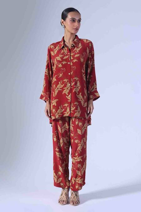 Klad_Beetle Print Red Shirt_Online_at_Aza_Fashions