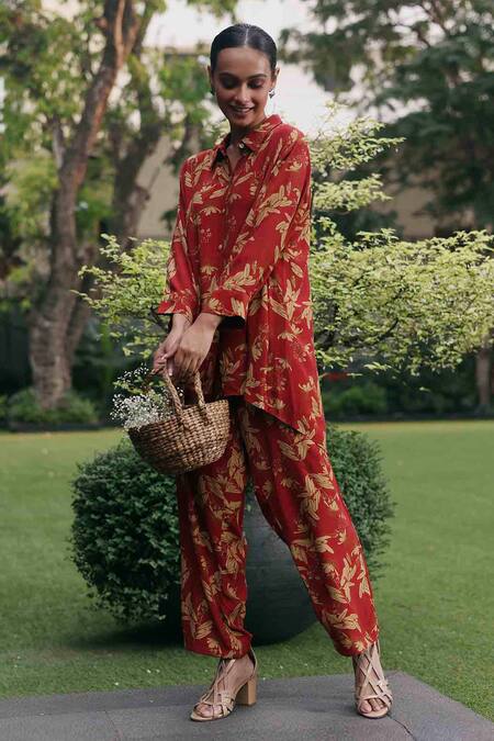 Klad_Beetle Print Red Shirt_at_Aza_Fashions