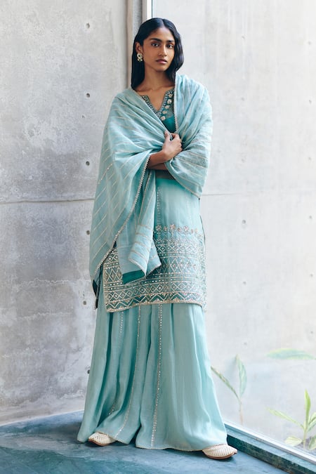 Label Nimbus Sea Green Hand Embroidered Kurta Set 