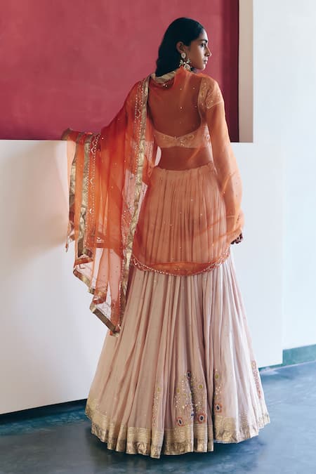 Label Nimbus Blush Pink Hand Embroidered Lehenga Set 