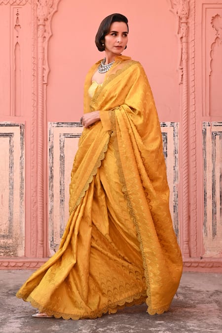 Buy Kasturi Kundal Yellow Silk, Kota Doria Embroidery Tanchoi Handloom Saree Set Online at Aza Fashions Buy_Kasturi Kundal_Yellow Silk, Kota Doria Embroidery Tanchoi Handloom Saree Set _Online_at_Aza_Fashions