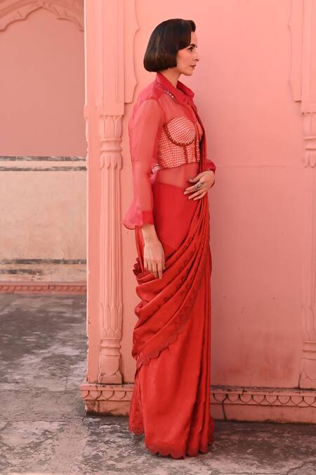 Buy_Kasturi Kundal_Orange Silk, Kota Doria Embroidery O Haseena Tanchoi Handloom Saree _Online_at_Aza_Fashions