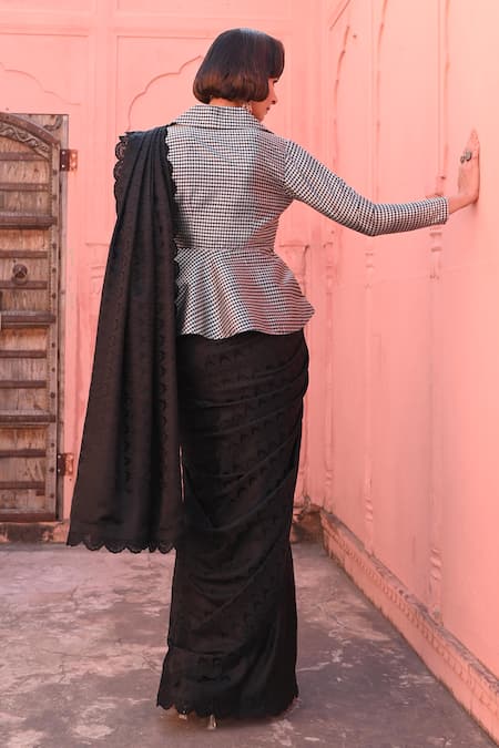 Kasturi Kundal Embroidered Black Banarasi Saree Set 