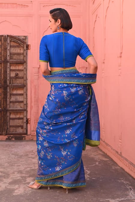 Kasturi Kundal Tanchoi Embroidered Handloom Saree 