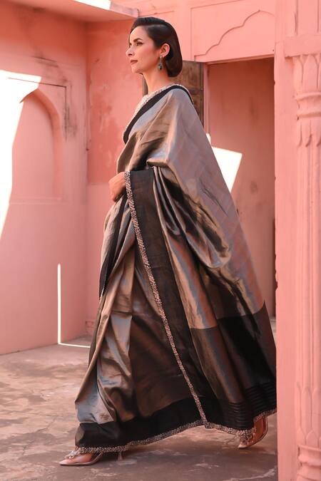 Buy Kasturi Kundal Black Kota Doria, Silk Embroidery, Sequins Hawa Tissue Handloom Saree Online at Aza Fashions Buy_Kasturi Kundal_Black Kota Doria, Silk Embroidery, Sequins Hawa Tissue Handloom Saree_Online_at_Aza_Fashions