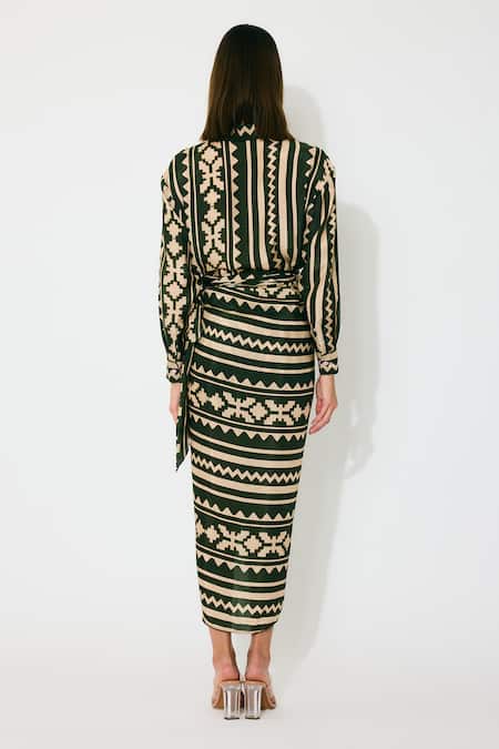 Koai Dark Green & Cream Pattern Shirt 