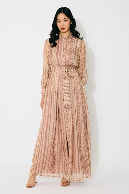 Koai Peach Pattern Long Shirt Dress 