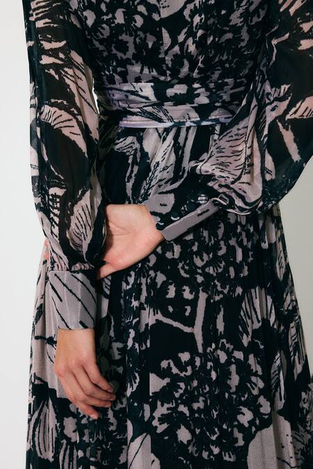 Koai_Multi Color Chiffon V-neck Floral Wrap Maxi Dress _Online_at_Aza_Fashions