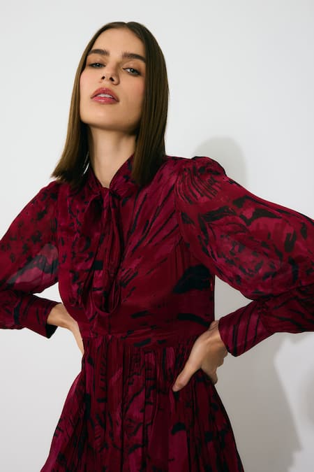 Koai Pink Chiffon Collared Floral Maxi Dress at Aza Fashions Koai_Pink Chiffon Collared Floral Maxi Dress _at_Aza_Fashions