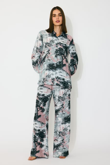 KoAi Toile Print Muslin Cotton Silk Shirt 