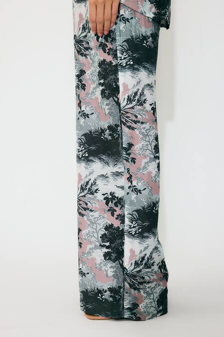 Koai_Pink Muslin, Cotton, Silk Toile Print Pants _Online_at_Aza_Fashions