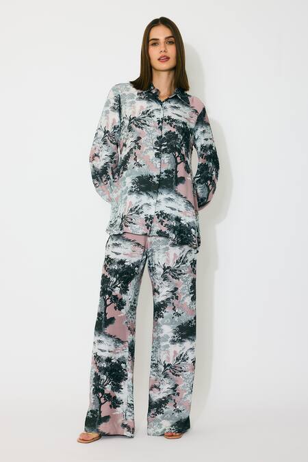 Buy_Koai_Pink Muslin, Cotton, Silk Toile Print Pants _Online_at_Aza_Fashions