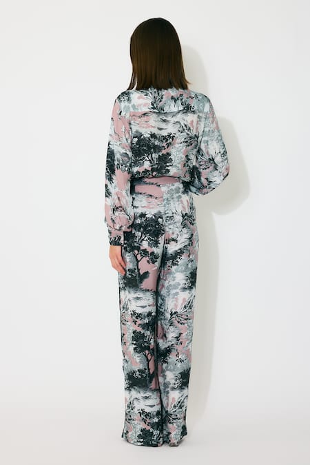 Koai Toile Print Pink Muslin Cotton Silk Pants 