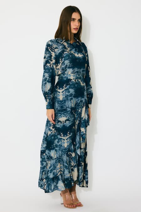 Koai_Multi Color Muslin, Silk Toile Print Wrap Skirt _Online_at_Aza_Fashions