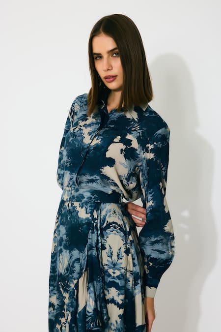 Koai_Multi Color Muslin, Silk Toile Print Wrap Skirt _at_Aza_Fashions