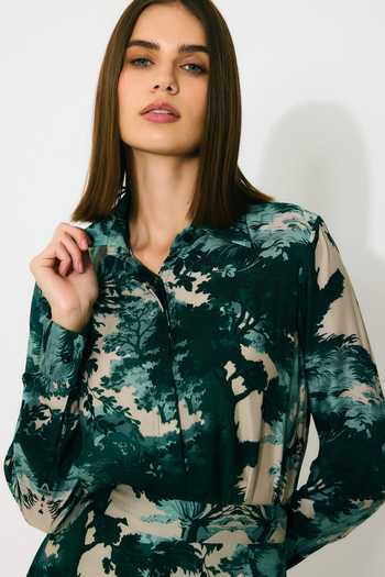 Buy_Koai_Green Muslin, Cotton Collared Toil Print Dark Shirt 