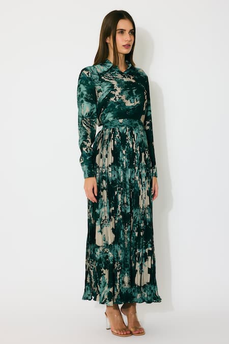 Shop Koai Multi Color Muslin, Silk Crinkled Toil Print Midi Skirt at Aza Fashions Shop_Koai_Multi Color Muslin, Silk Crinkled Toil Print Midi Skirt _at_Aza_Fashions