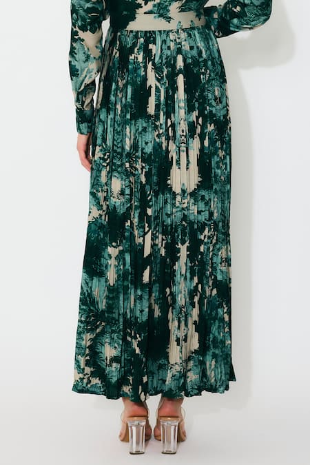 Shop Koai Multi Color Muslin, Silk Crinkled Toil Print Midi Skirt Online at Aza Fashions Shop_Koai_Multi Color Muslin, Silk Crinkled Toil Print Midi Skirt _Online_at_Aza_Fashions