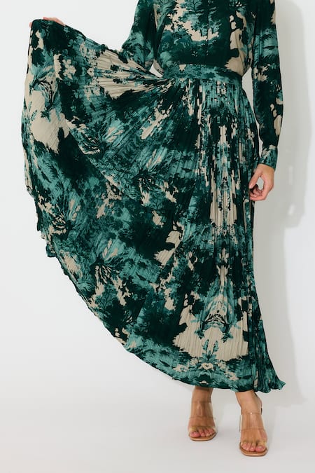 Koai Multi Color Muslin, Silk Crinkled Toil Print Midi Skirt at Aza Fashions Koai_Multi Color Muslin, Silk Crinkled Toil Print Midi Skirt _at_Aza_Fashions