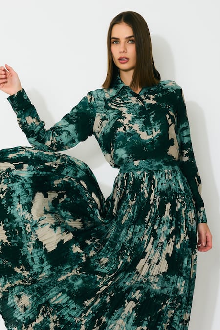 Buy Koai Multi Color Muslin, Silk Crinkled Toil Print Midi Skirt Buy_Koai_Multi Color Muslin, Silk Crinkled Toil Print Midi Skirt