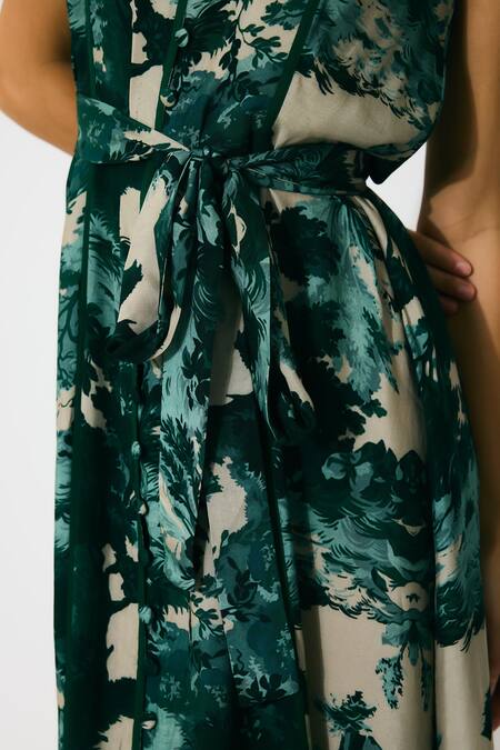 Buy Koai Green Muslin, Cotton, Silk Scoop Neck Toil Print Sleeveless Maxi Dress Online at Aza Fashions Buy_Koai_Green Muslin, Cotton, Silk Scoop Neck Toil Print Sleeveless Maxi Dress _Online_at_Aza_Fashions
