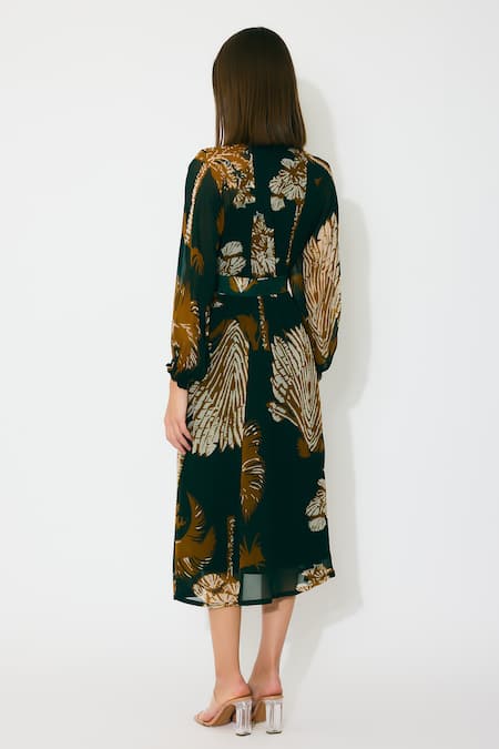 Koai Floral Dark Green Midi Dress 