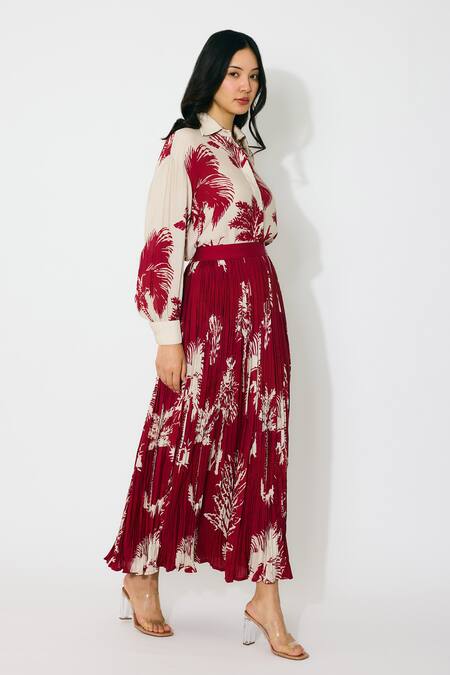 Koai Beige Muslin, Cotton Collared Floral Print Silk Shirt Online at Aza Fashions Koai_Beige Muslin, Cotton Collared Floral Print Silk Shirt _Online_at_Aza_Fashions