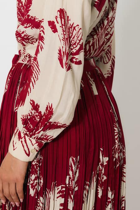 Koai Beige Muslin, Cotton Collared Floral Print Silk Shirt at Aza Fashions Koai_Beige Muslin, Cotton Collared Floral Print Silk Shirt _at_Aza_Fashions