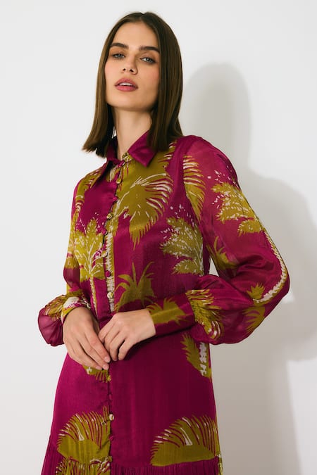 Shop_Koai_Pink Chiffon Collared Floral Long Maxi Dress _Online_at_Aza_Fashions