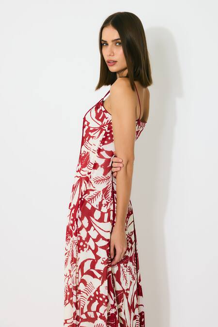Koai Off White Chiffon Square Neck Floral Print Maxi Dress Online at Aza Fashions Koai_Off White Chiffon Square Neck Floral Print Maxi Dress _Online_at_Aza_Fashions
