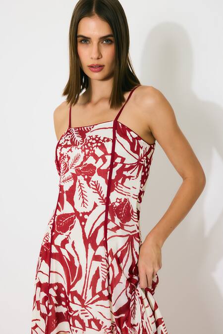 Koai Off White Chiffon Square Neck Floral Print Maxi Dress at Aza Fashions Koai_Off White Chiffon Square Neck Floral Print Maxi Dress _at_Aza_Fashions