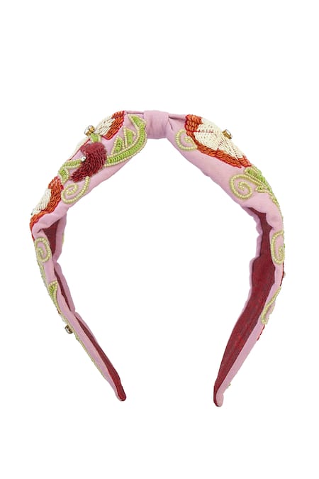 Buy_Nazaakat By Samara Singh_Purple Embroidery Hand Flower Hairband _Online_at_Aza_Fashions