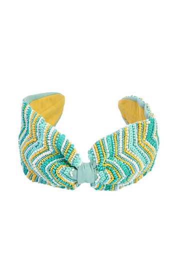 Shop Nazaakat By Samara Singh Green Beads Chevron Pattern Hairband at Aza Fashions Shop_Nazaakat By Samara Singh_Green Beads Chevron Pattern Hairband _at_Aza_Fashions