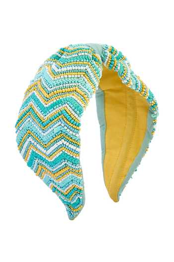 Shop Nazaakat By Samara Singh Green Beads Chevron Pattern Hairband Online at Aza Fashions Shop_Nazaakat By Samara Singh_Green Beads Chevron Pattern Hairband _Online_at_Aza_Fashions