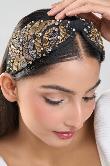 Samyukta Singhania Antique Gold Embroidered Hairband 