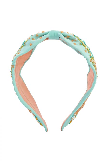 Nazaakat By Samara Singh Blue Beads, Embroidery Hand Seahorse Hairband Online at Aza Fashions Nazaakat By Samara Singh_Blue Beads, Embroidery Hand Seahorse Hairband _Online_at_Aza_Fashions