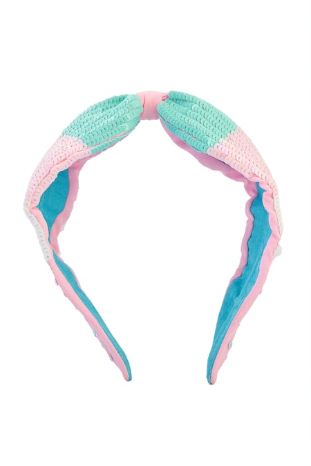 Nazaakat By Samara Singh_Pink Sequins, Embroidery Hand Hairband _Online_at_Aza_Fashions