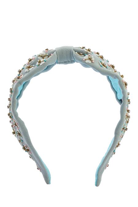 Nazaakat By Samara Singh_Gray Sequins Light Grey Embroidered Hairband _Online_at_Aza_Fashions