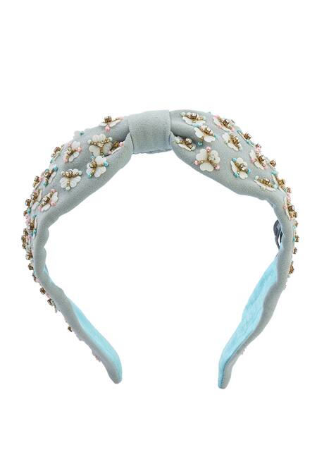 Buy_Nazaakat By Samara Singh_Gray Sequins Light Grey Embroidered Hairband _Online_at_Aza_Fashions