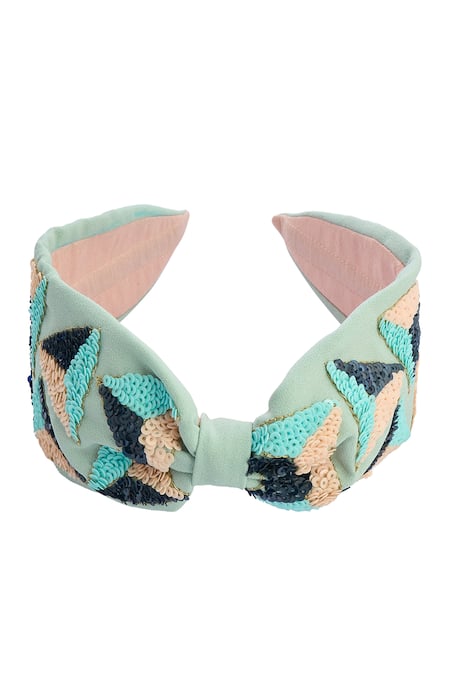 Nazaakat By Samara Singh Triangle Sequins Hand Embroidered Hairband 