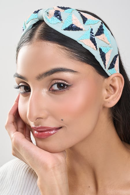 Nazaakat By Samara Singh Triangle Sequins Hand Embroidered Hairband 