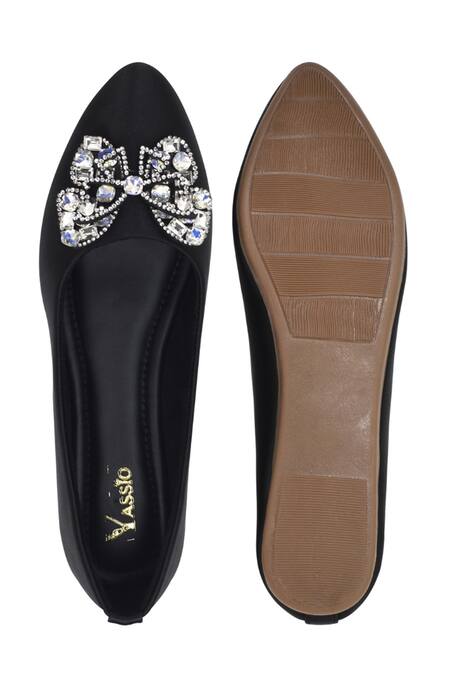 Shop Yassio Black Butterfly Embellished Ballerinas Online at Aza Fashions Shop_Yassio_Black Butterfly Embellished Ballerinas _Online_at_Aza_Fashions