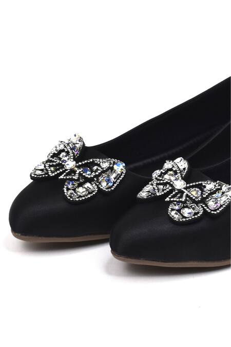 Yassio Black Butterfly Embellished Ballerinas at Aza Fashions Yassio_Black Butterfly Embellished Ballerinas _at_Aza_Fashions