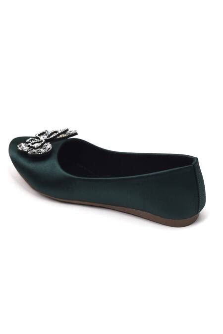Buy_Yassio_Green Butterfly Embellished Ballerinas _Online_at_Aza_Fashions