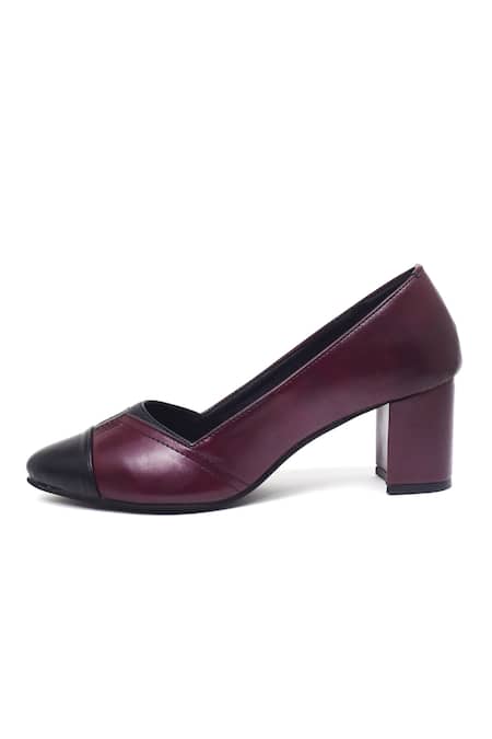 Yassio_Wine Two-tone Vegan Pumps _Online_at_Aza_Fashions
