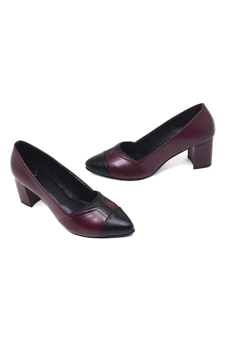 Buy_Yassio_Wine Two-tone Vegan Pumps _Online_at_Aza_Fashions